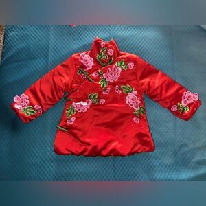 Girls 4T Floral Embroidered Red Jacket